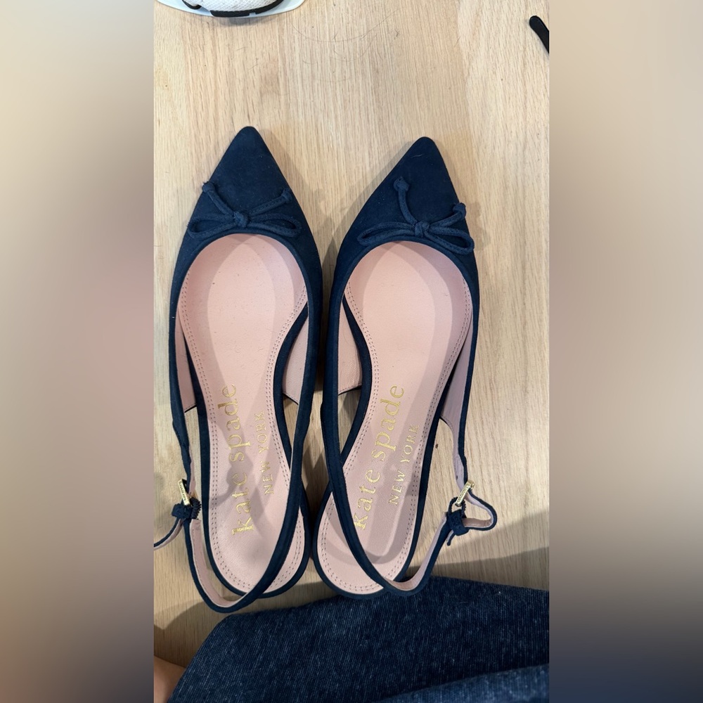 Kate Spade Navy Suede Flats with Bow